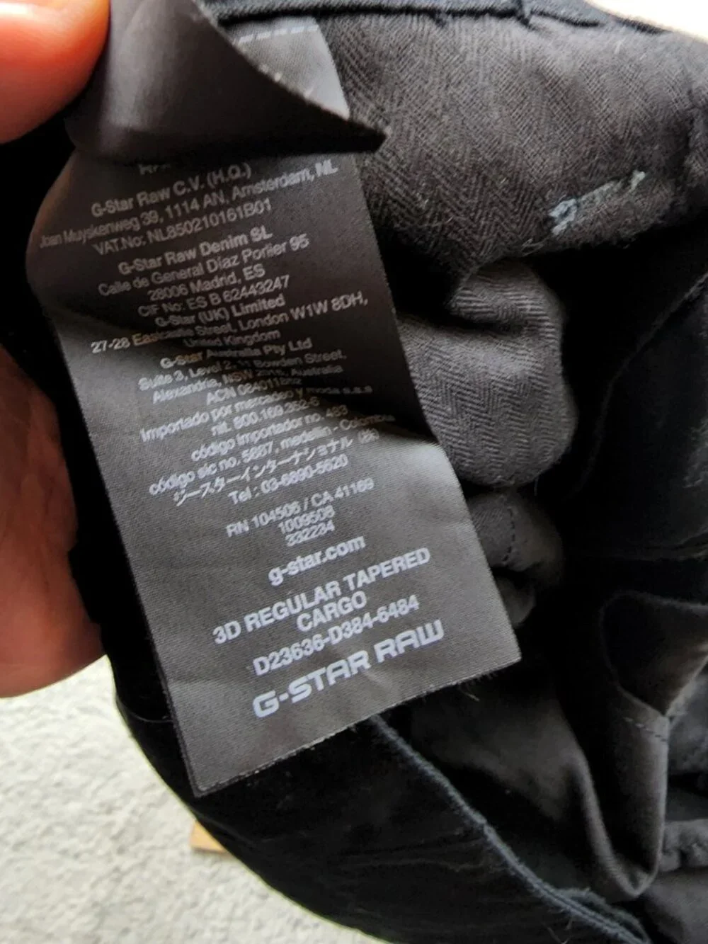 G-Star Raw Zip 3D Straight Tapered Black Cargo Pants Size 34x32 Jogger USA CLean